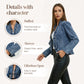 🌸Jachetă din denim pentru femei, cu volane și deschidere în față