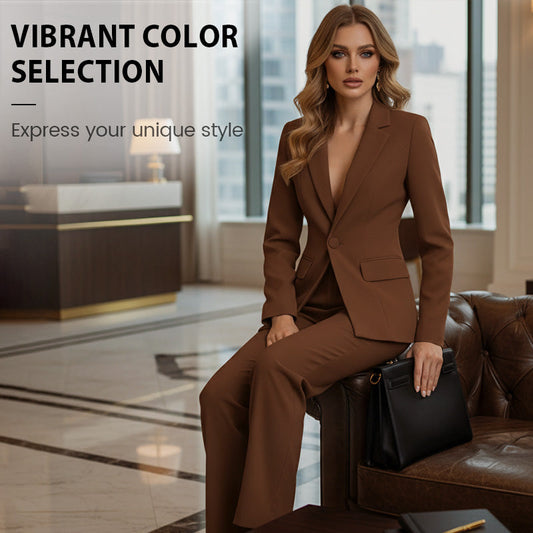 💖Reducere de 45% pentru o perioadă limitată!💖Set elegant pentru femei, format din sacou și pantaloni largi