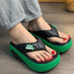🌸 👡Papuci bloc colorati de vara de dama cu talpa moale si tocuri groase ☀️