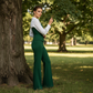⏳ Oferta limitată!💖Set elegant pentru femei, format din bluză cu decolteu în V și pantaloni largi, cu dungi