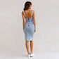 ⏳ Oferta limitată!👗Rochie denim cu decolteu ascuțit!