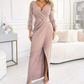 💖Rochie de seară elegantă cu decolteu în V și mâneci lungi🌹