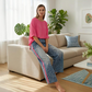 Set cu top roz vibrant și pantaloni cu imprimeu leopard îndrăzneț