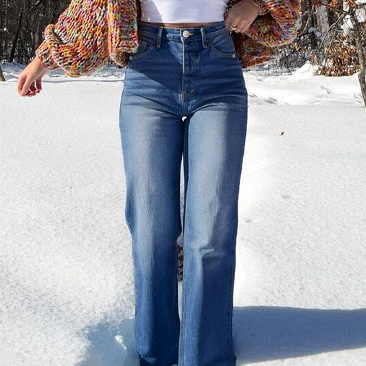 👖Blugi pentru femei cu talie înaltă și picior drept elastic