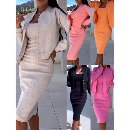 Set rochie mulată cu bretele subțiri și jachetă