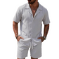 Set pentru bărbați cu bluză casual în culori uni și pantaloni scurți cu șnur