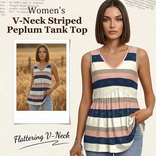 ✨👚Top pentru femei cu decolteu în V, dungi și pliuri😍