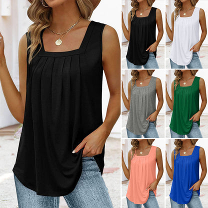 👚 REDUCERE DE 60%! 🌸 Tricou fără mâneci cu guler pătrat – Material moale, croială la modă și versatilă ✨