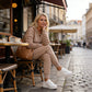 Set casual cu bluză în dungi și pantaloni până la gleznă
