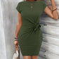 Rochie mini mulată, casual, cu guler rotund și drapaje
