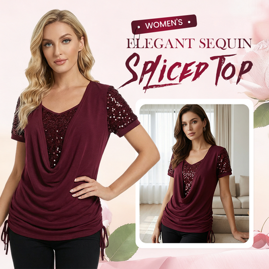 Bluză elegantă cu mâneci scurte și paiete pentru femei