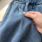 Blugi din denim cu talie înaltă și picior ultra larg