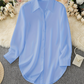 💎 50% REDUCERE! 💎 Bluză cu mâneci lungi pentru femei, cu tiv asimetric – croială elegantă cu nasturi, fante laterale și țesătură moale de calitate superioară 👚✨