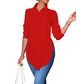 💎 50% REDUCERE! 💎 Bluză cu mâneci lungi pentru femei, cu tiv asimetric – croială elegantă cu nasturi, fante laterale și țesătură moale de calitate superioară 👚✨