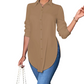 💎 50% REDUCERE! 💎 Bluză cu mâneci lungi pentru femei, cu tiv asimetric – croială elegantă cu nasturi, fante laterale și țesătură moale de calitate superioară 👚✨