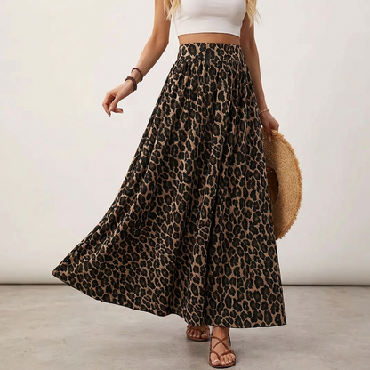 💖50% REDUCERE!🌸Fustă lungă cu talie înaltă și imprimeu leopard