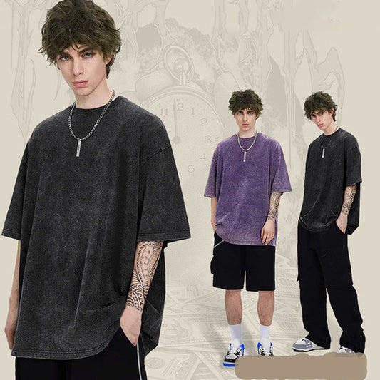 👕Bluză vintage lejeră, cu mâneci scurte, în culori uni