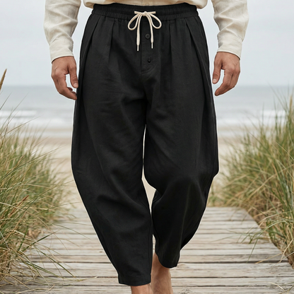 Pantaloni casual pentru bărbați, cu croială largă și șnur
