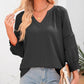 Bluză casual pentru femei, cu decolteu în V și mâneci largi