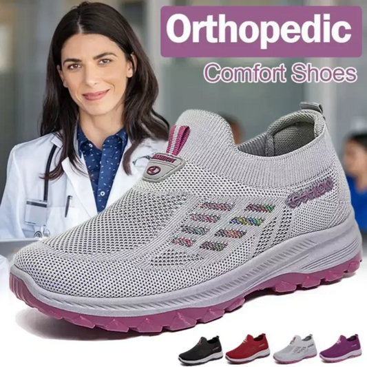 🔥Reducere de 45% până la epuizarea stocului!🎉 Pantofi fără șireturi cu suport ortopedic pentru arcada plantară, din material Fly Knit