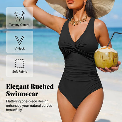 ☀️🏖️Costum de baie dintr-o singură piesă pentru femei, cu efect de modelare a taliei😍