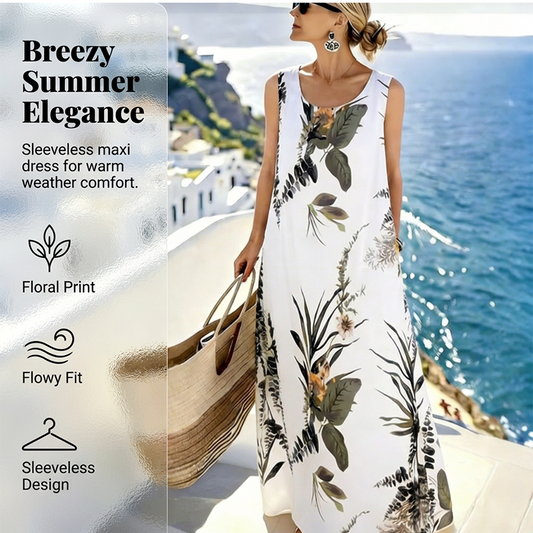 👗Rochie lungă de vară fără mâneci pentru femei