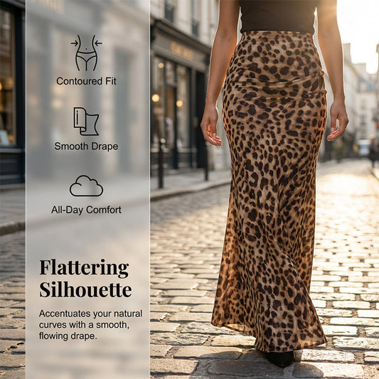 Fustă lungă casual-chic cu imprimeu leopard