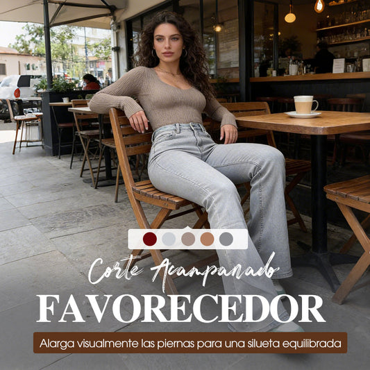 Blugi evazați cu talie înaltă pentru femei, model Flare👖