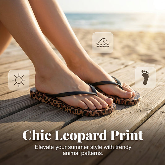 ☀️🏖️Șlapi cu imprimeu de leopard pentru femei