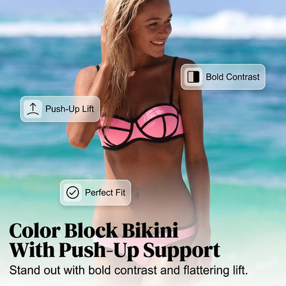 👙 Set de bikini sexy cu blocuri de culori pentru femei
