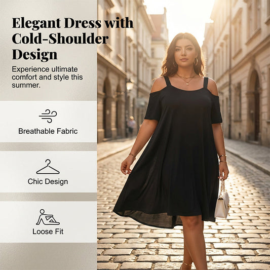 👗Rochie casual pentru femei, cu umeri decupați, în culori uni