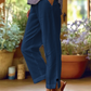 ✨Pantaloni drepți din bumbac și in pentru femei