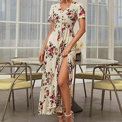 Rochie pentru femei cu croi în A, cu guler larg și imprimeu floral