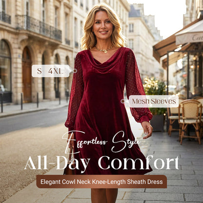 Rochie elegantă pentru femei, cu guler în formă de glugă, lungă până la genunchi