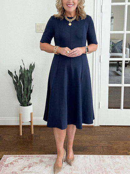 【S-3XL】🔥 Rochie elegantă cu decolteu rotund și dungi verticale