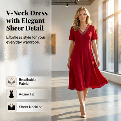 🔥👗Rochie elegantă din plasă cu decolteu în V pentru femei🌠️