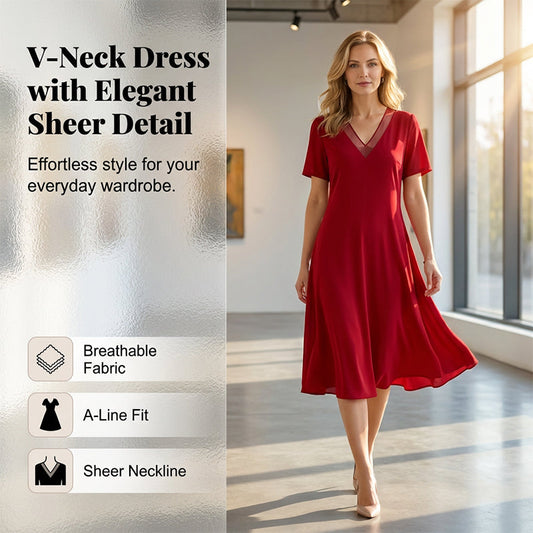 🔥👗Rochie elegantă din plasă cu decolteu în V pentru femei🌠️