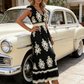 🎁Noutate cu 50% reducere💥Rochie maxi vaporoasă pentru femei, cu decolteu în V și imprimeu baroc