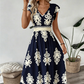 🎁Noutate cu 50% reducere💥Rochie maxi vaporoasă pentru femei, cu decolteu în V și imprimeu baroc