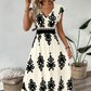 🎁Noutate cu 50% reducere💥Rochie maxi vaporoasă pentru femei, cu decolteu în V și imprimeu baroc
