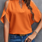 💥😍Bluză pentru femei cu decolteu în V, umeri decupați și mâneci fluturate👕