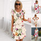 🌸 Ofertă specială de primăvară | Rochie femei cu croială în cascadă și imprimeu floral vegetal, purtare casual de primăvară