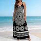 👗Noutate❣️Rochie maxi cu bretele, imprimeu mandala în stil boem