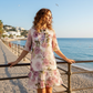 🌸Rochie pentru femei cu imprimeu floral, mâneci scurte și volane în straturi