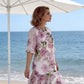 🌸Rochie pentru femei cu imprimeu floral, mâneci scurte și volane în straturi