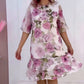 🌸Rochie pentru femei cu imprimeu floral, mâneci scurte și volane în straturi