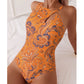 🏖️Costum de baie întreg pentru femei, cu imprimeu Paisley și decolteu halter🩱