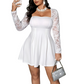 Rochie mini pentru femei cu croi în A, mărime mare, cu mâneci din dantelă
