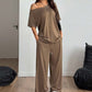 💖Reducere limitată de 45%💖Set din două piese pentru femei: top cu umerii goi și pantaloni