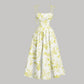 Rochie midi pentru femei, cu imprimeu floral și bretele legate la gât